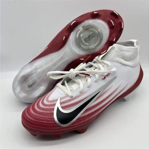 Nike Air Zoom Vapor 1 Football Cleats White Red Men's Size 9 HM8850-102 - Picture 3 of 4